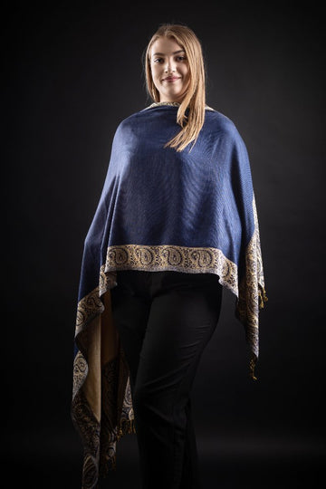 Esarfa Casmir reversibila Paisley India blumarin-bej