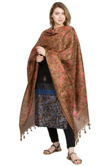 Esarfa Cara, Matase naturala tussar, maro ciocolata, Marime universala