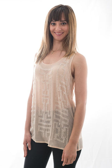 Top Voal Cu Margele Hand-Made Marime M-L