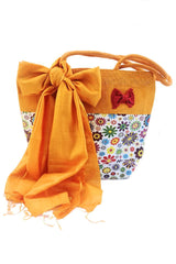 Geanta de iuta galben floral