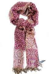 Eșarfă Cașmir reversibilă Paisley oriental floral India