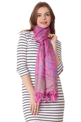 Eșarfă Cara, Mătase naturala tussar, roz, marime universala