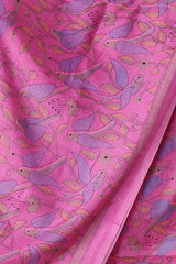 Eșarfă Cara, Mătase naturala tussar, roz, marime universala