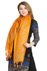 Esarfa Cara, Matase naturala tussar, orange, Marime universala