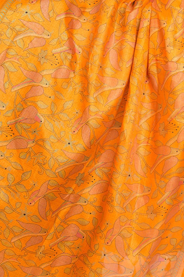 Esarfa Cara, Matase naturala tussar, orange, Marime universala