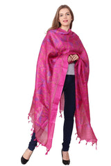 Eșarfă Cara, Mătase naturala tussar, roz siclam, marime universala