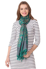 Esarfa Cara, Matase naturala tussar, verde, Marime universala