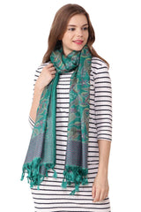 Esarfa Cara, Matase naturala tussar, verde, Marime universala