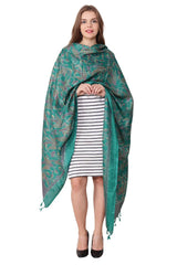 Esarfa Cara, Matase naturala tussar, verde, Marime universala