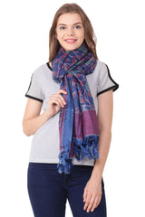 Eșarfă Cara, Mătase naturala tussar, albastru, marime universala