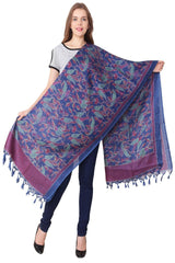 Eșarfă Cara, Mătase naturala tussar, albastru, marime universala