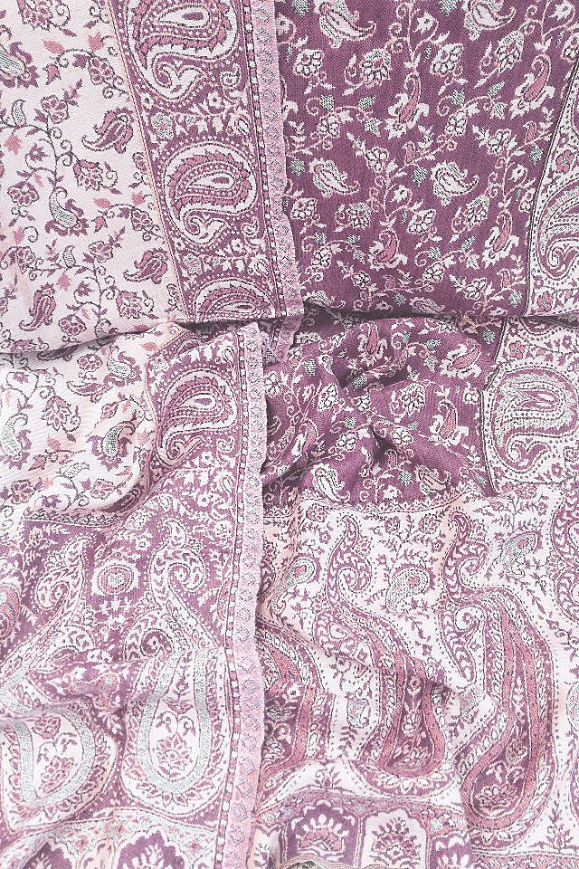 Esarfa reversibila Paisley oriental floral India lila-bej