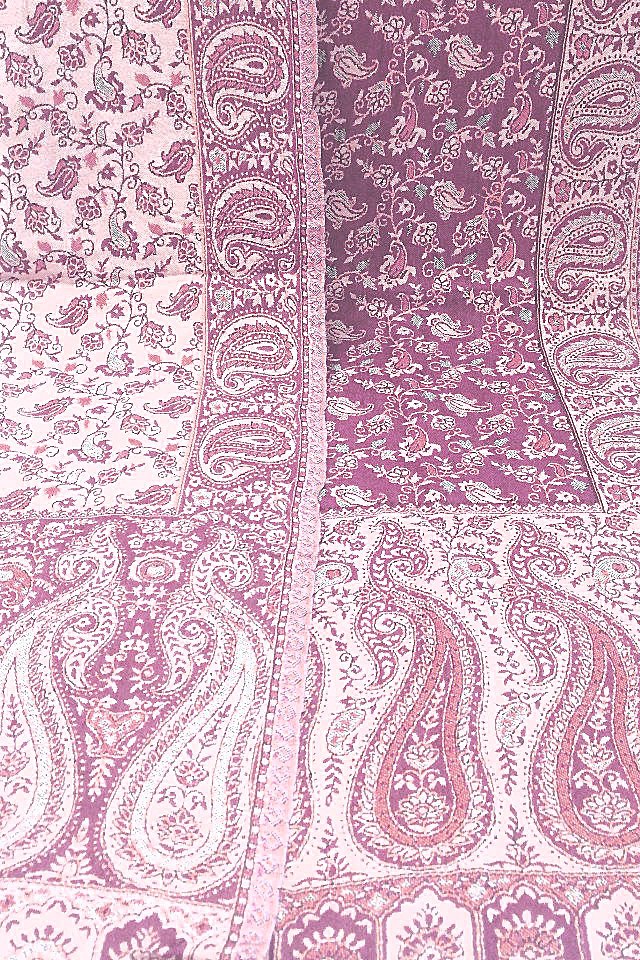 Esarfa reversibila Paisley oriental floral India lila-bej