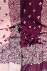 Eșarfă reversibilă mov-burgundy Paisley oriental floral India