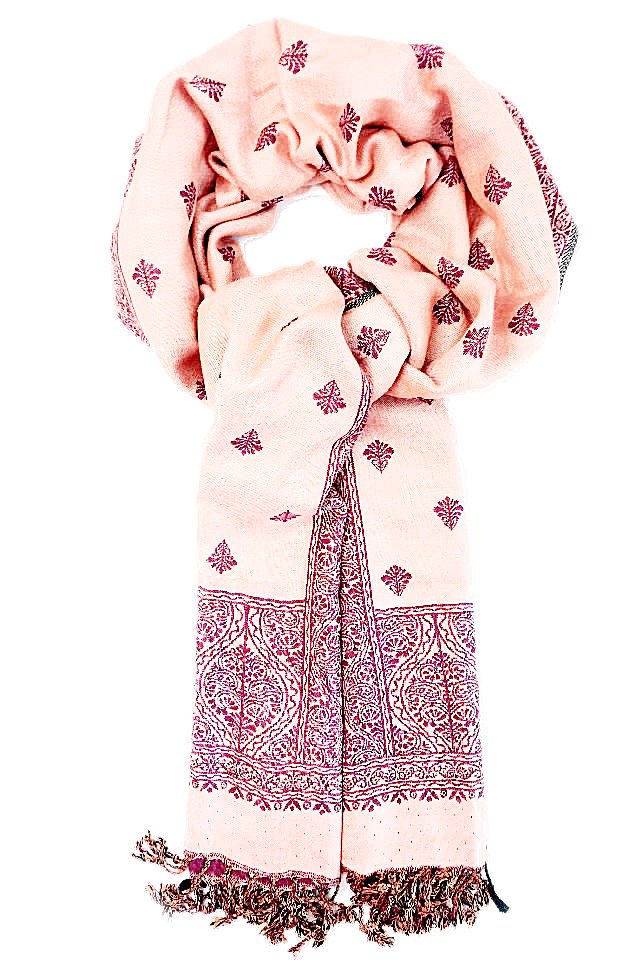 Eșarfă reversibilă mov-burgundy Paisley oriental floral India