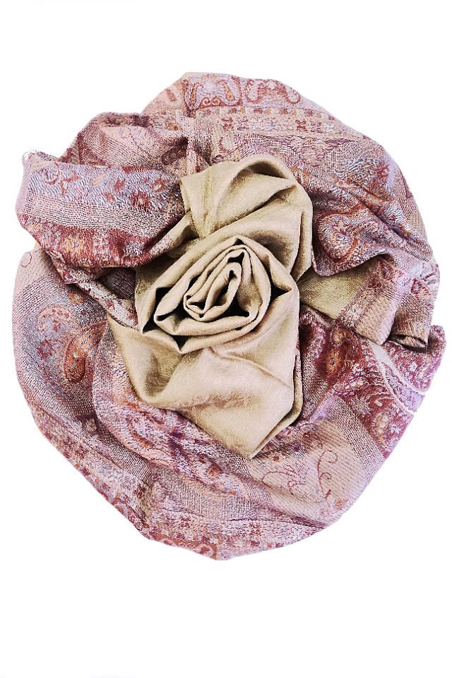 Esarfa Casmir reversibila bej Paisley oriental floral India