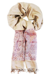 Esarfa Casmir reversibila bej Paisley oriental floral India