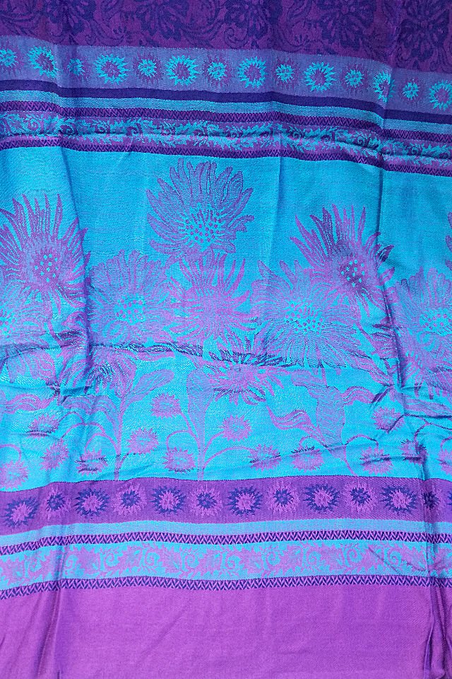 Eșarfă reversibilă turcoaz Paisley oriental floral India