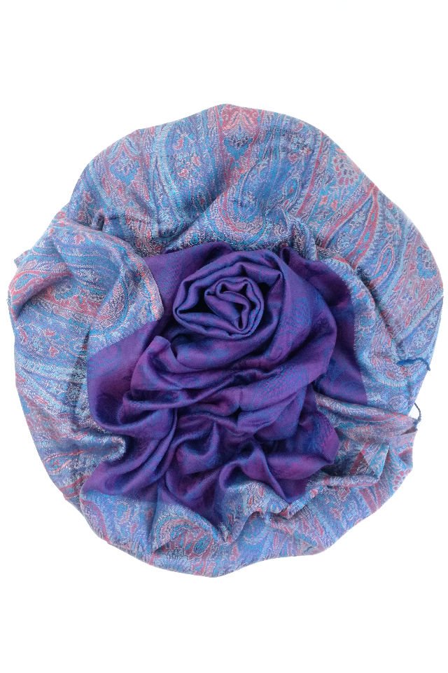 Esarfa Casmir reversibila mov Paisley oriental floral India