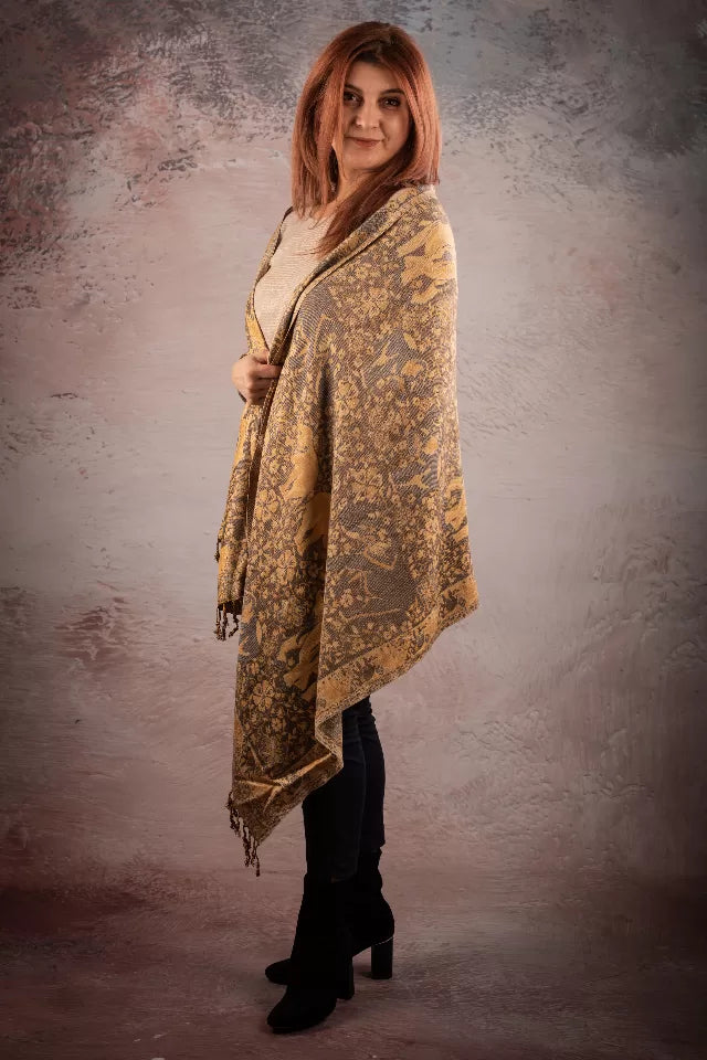 Esarfa Casmir reversibila Paisley India, bej