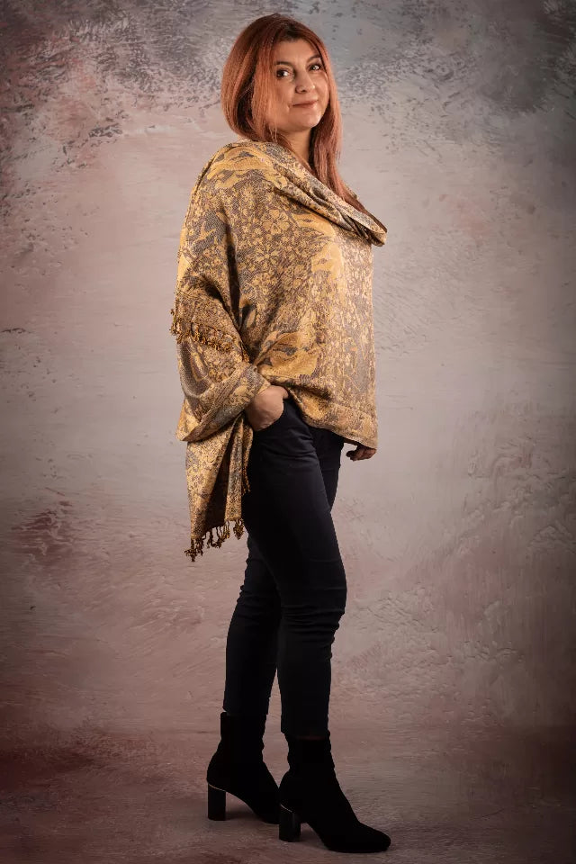 Esarfa Casmir reversibila Paisley India, bej