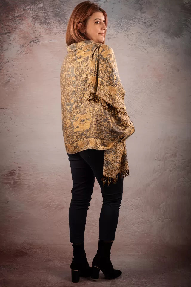 Esarfa Casmir reversibila Paisley India, bej