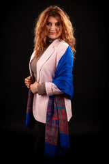 Esarfa Casmir Jacquard reversibila albastru royal cu elefanti