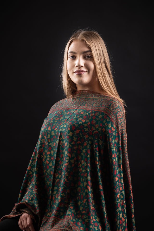 Şal Kani India, verde - Cel mai bun șal din Pashmina