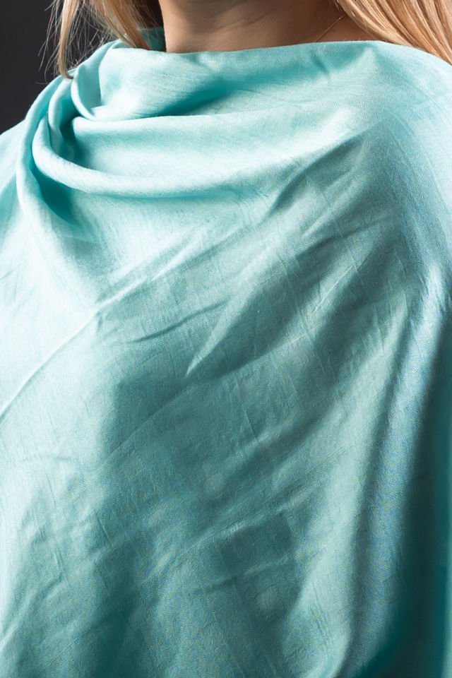 Esarfa matase bumbac turquise marin