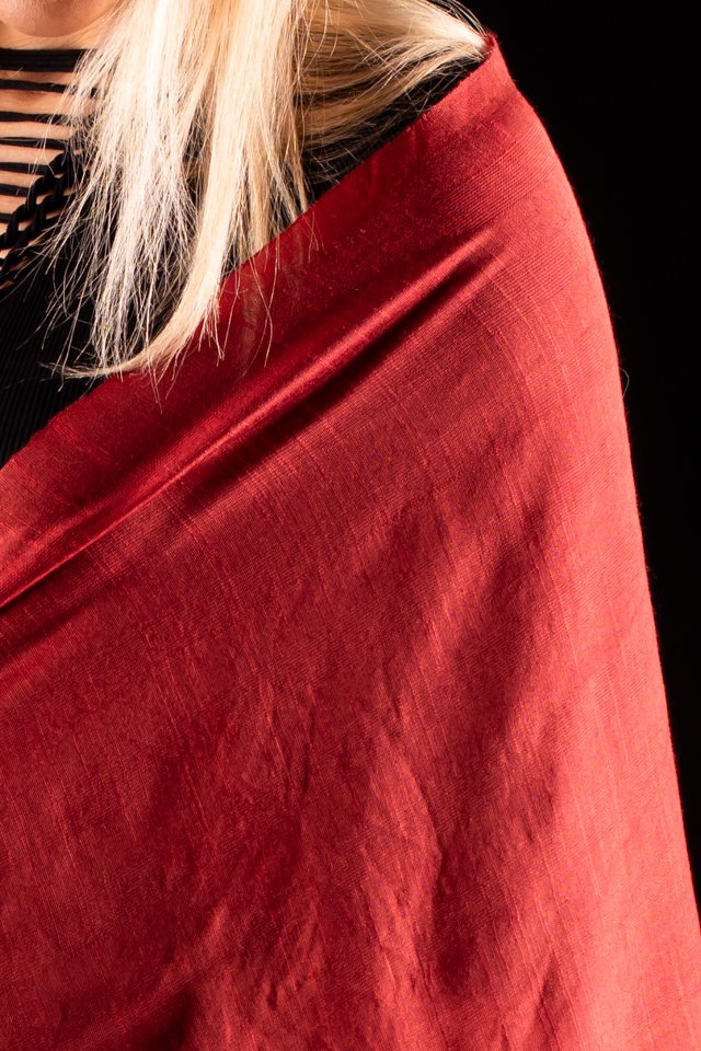 Esarfa matase si bumbac portocaliu intens