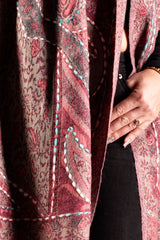 Sal roz-bej cu broderie hand made si blanita alba India