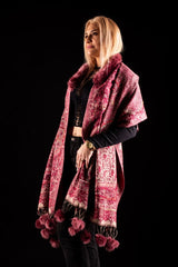 Sal rosu caramiziu cu broderie hand made si blanita roscata India