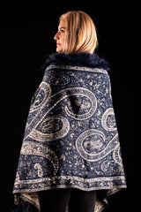 Sal negru-bej cu broderie hand made si blanita neagra India