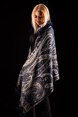 Sal negru-bej cu broderie hand made si blanita neagra India