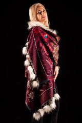 Sal rosu teracota cu broderie hand made si blanita albba India