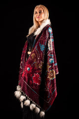 Sal rosu teracota cu broderie hand made si blanita albba India