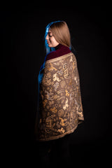 Esarfa casmir paisley si elefanti gri-bej