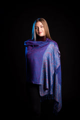 Esarfa Casmir reversibila mov Paisley oriental floral India