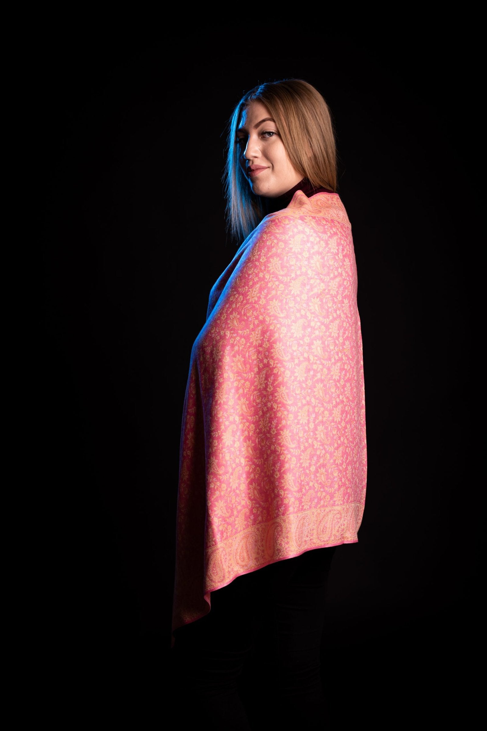 Esarfa Casmir reversibila Paisley oriental floral corai - India