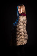 Eșarfă Cașmir reversibilă Paisley India, bej-negru