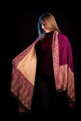 Esarfa Casmir reversibila burgundy Paisley oriental floral India