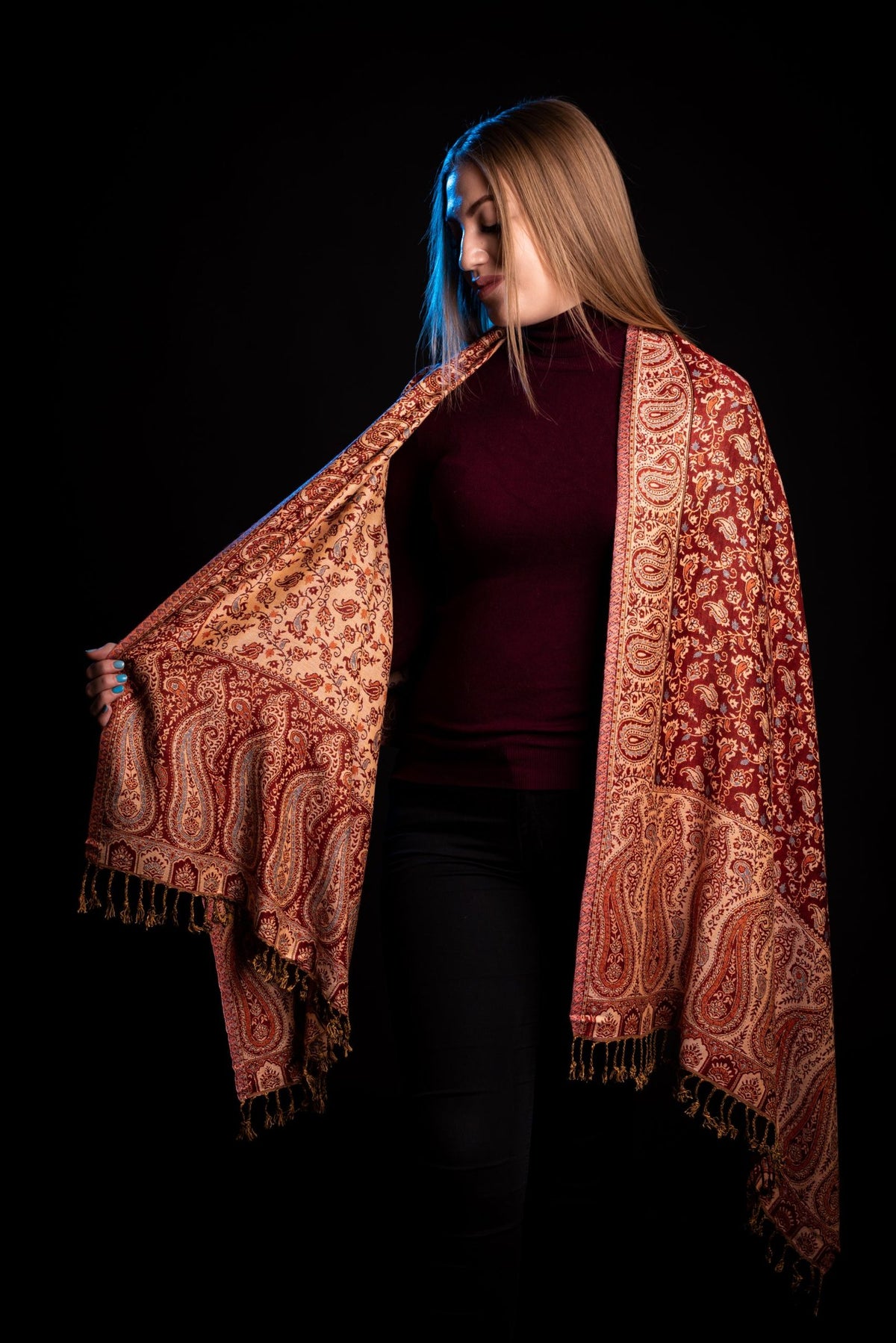 Esarfa Casmir reversibila Paisley oriental floral India