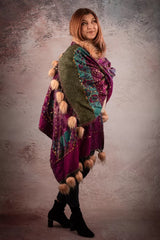 Sal mov cu broderie hand made si blanita artificiala India