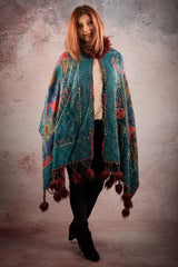 Sal albastru cu broderie hand made si blanita artificiala India