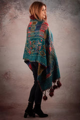 Sal albastru cu broderie hand made si blanita artificiala India