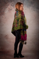 Sal verde cu broderie hand made si blanita artificiala India