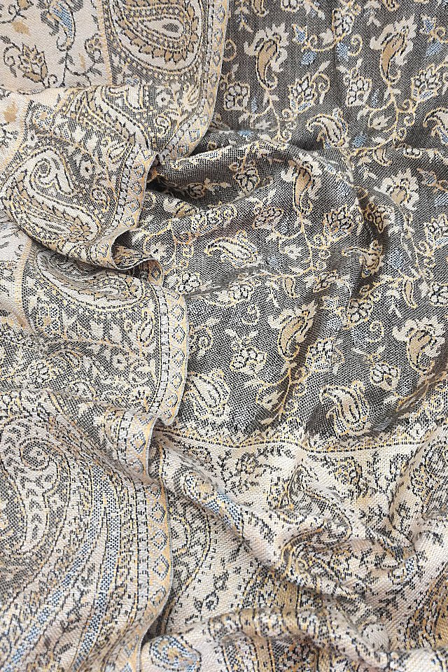 Eșarfă Cașmir reversibilă Paisley India, bej
