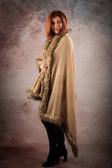 Sal pasmina bej cu blanita artificiala India