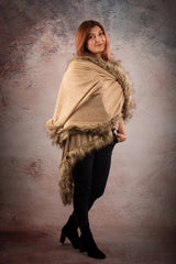 Sal pasmina bej cu blanita artificiala India