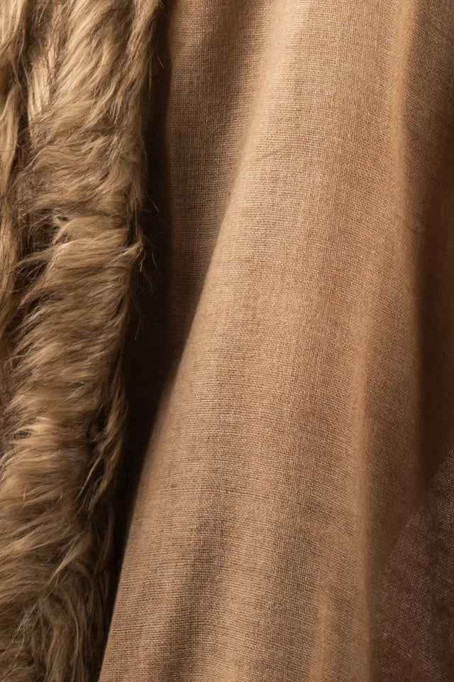 Sal pasmina bej cu blanita artificiala India